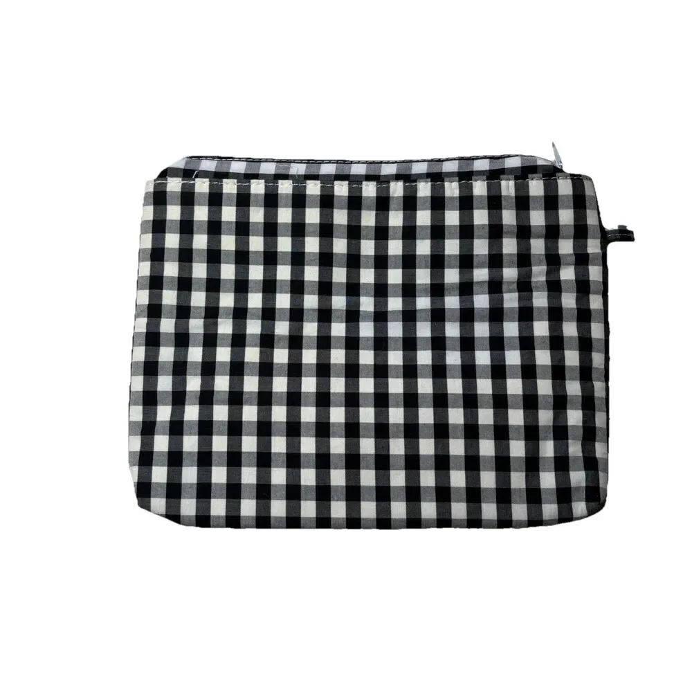 Sugar Paper Essentials Gingham Checkerboard Plaid Black White Make Up Bag